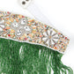 White Pearl , Green And Rhinestone Velvet Base Belt - Rajwada