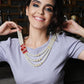 White Pearl Multi String Brooch Necklace - Rajwada