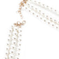 White Pearl Multi String Brooch Necklace - Rajwada