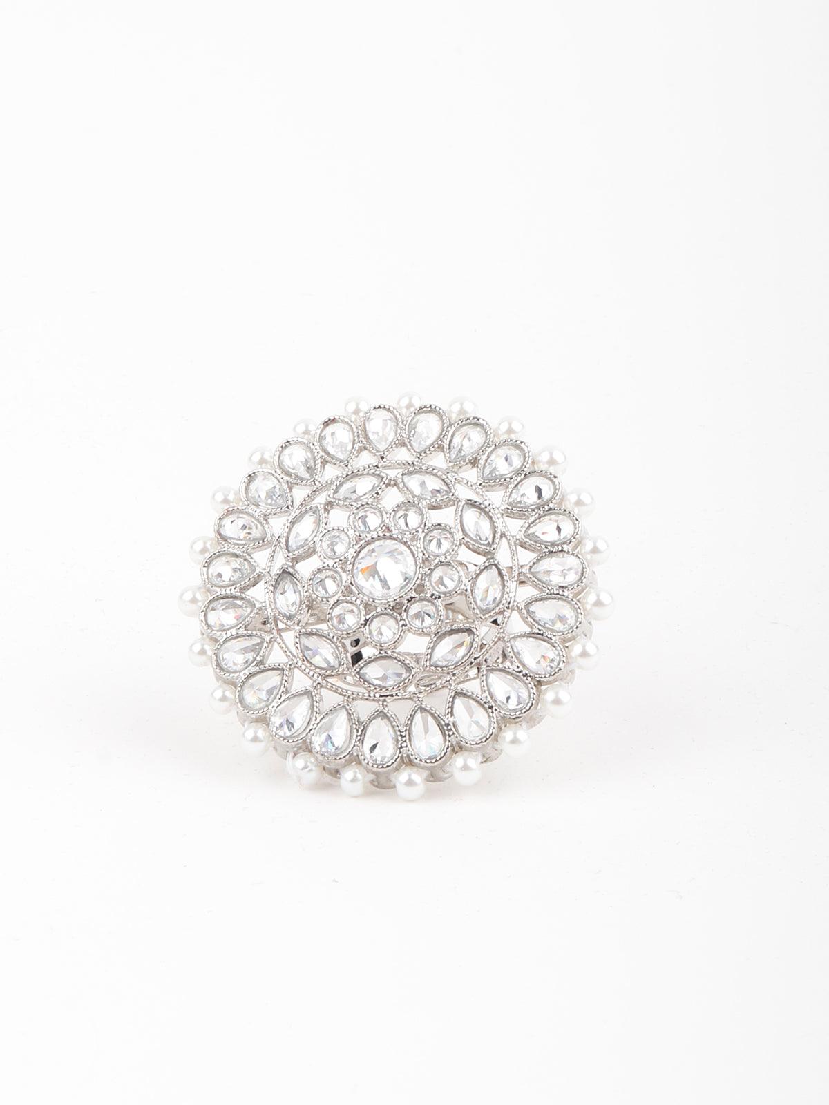 White Pearl Royal Finger Ring - Rajwada