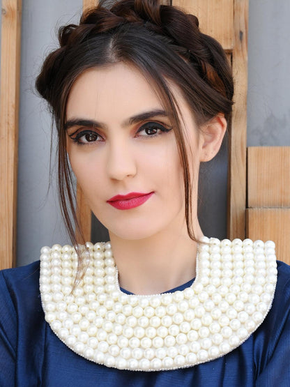 White pearl U Shaped Necklace - Rajwada