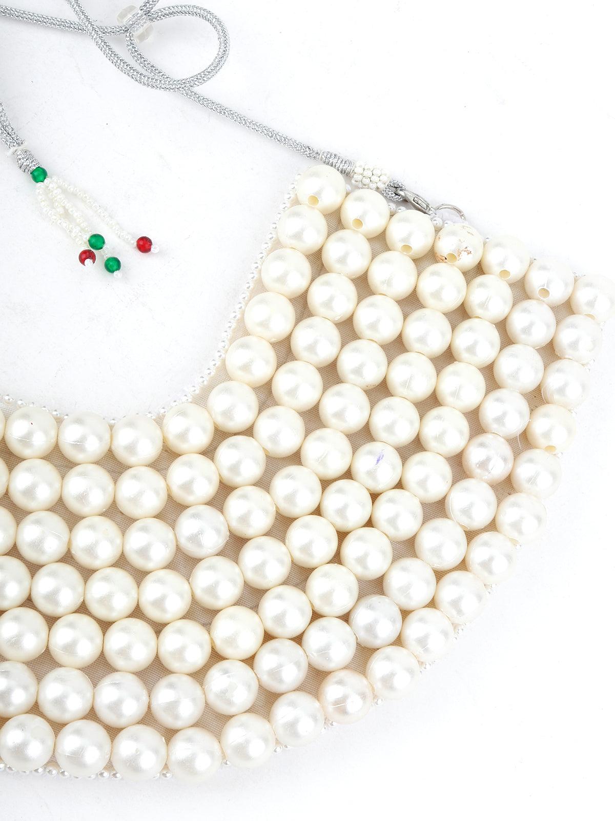 White pearl U Shaped Necklace - Rajwada