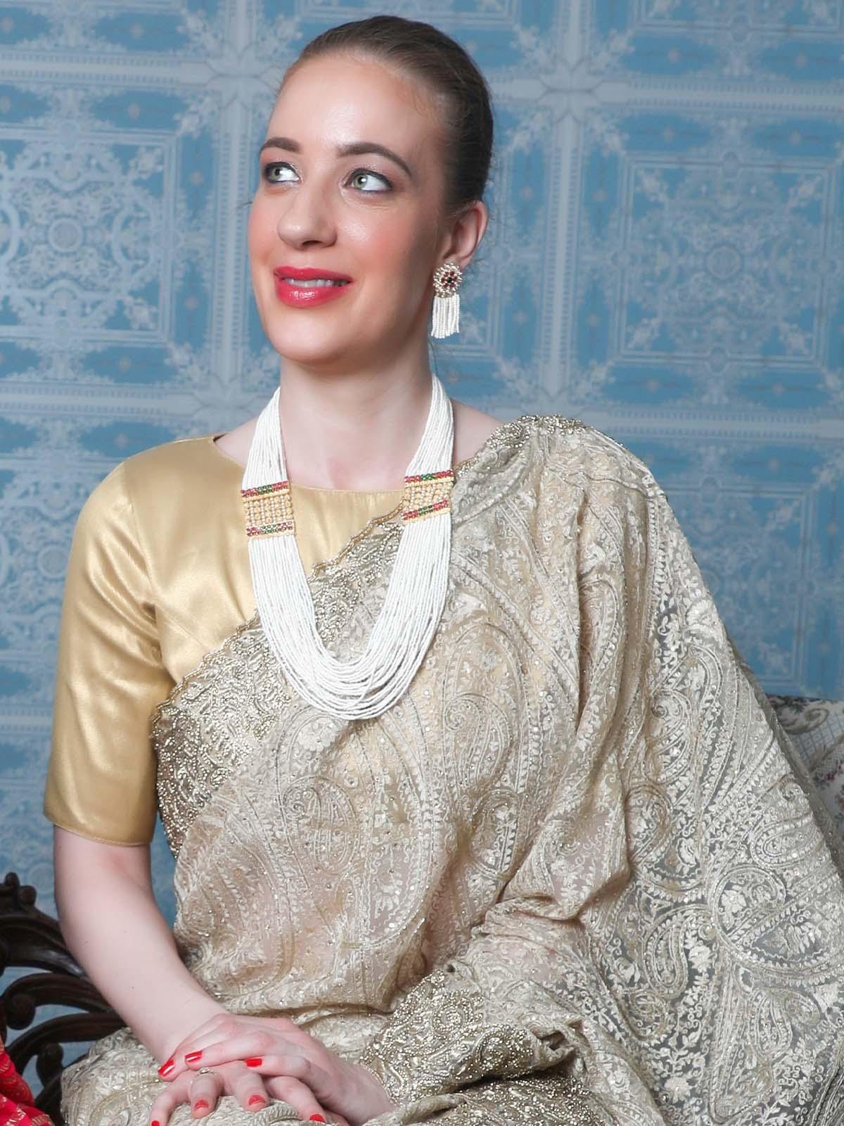 White Pearls With Gold Necklace - Rajwada