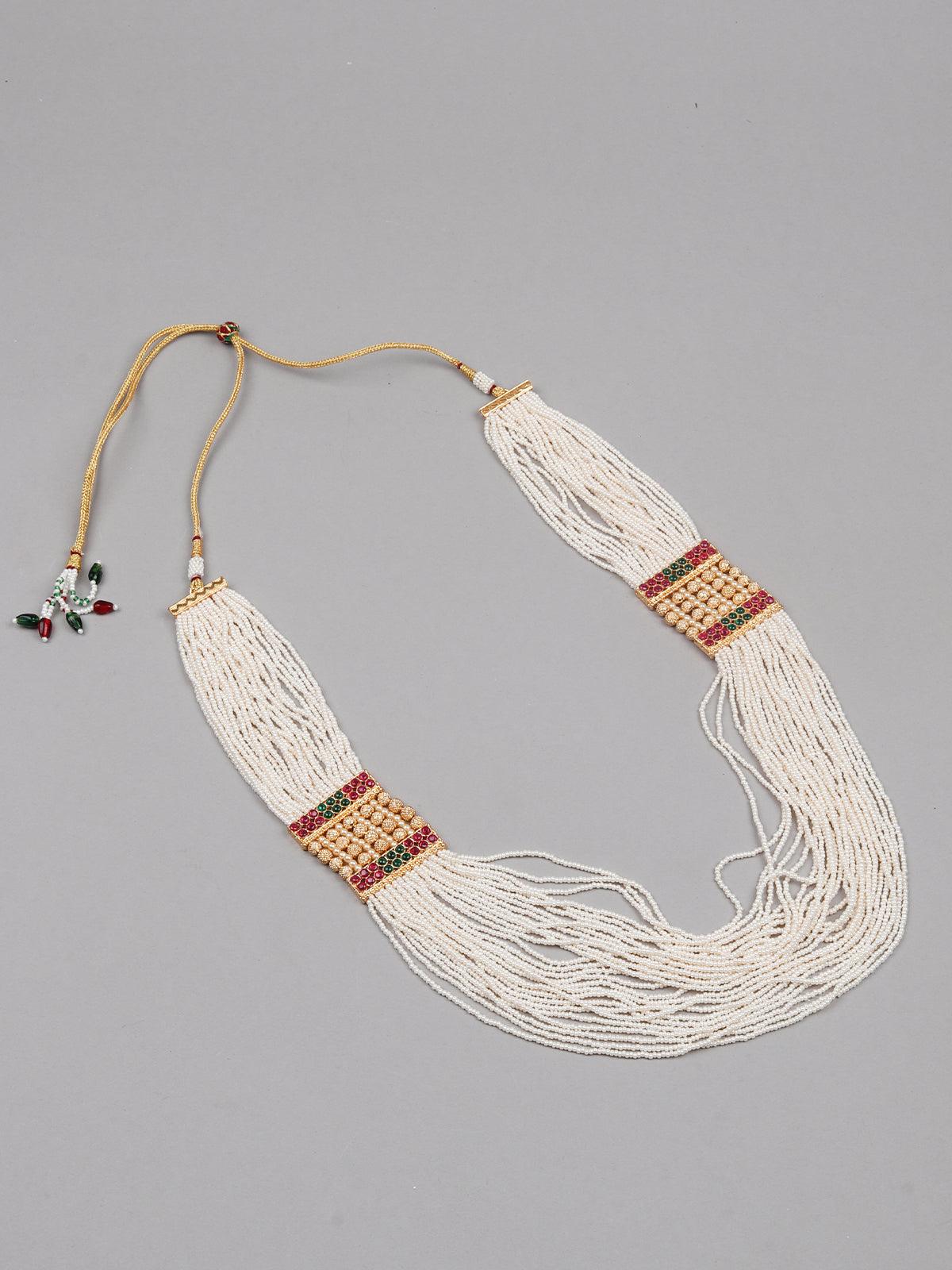 White Pearls With Gold Necklace - Rajwada