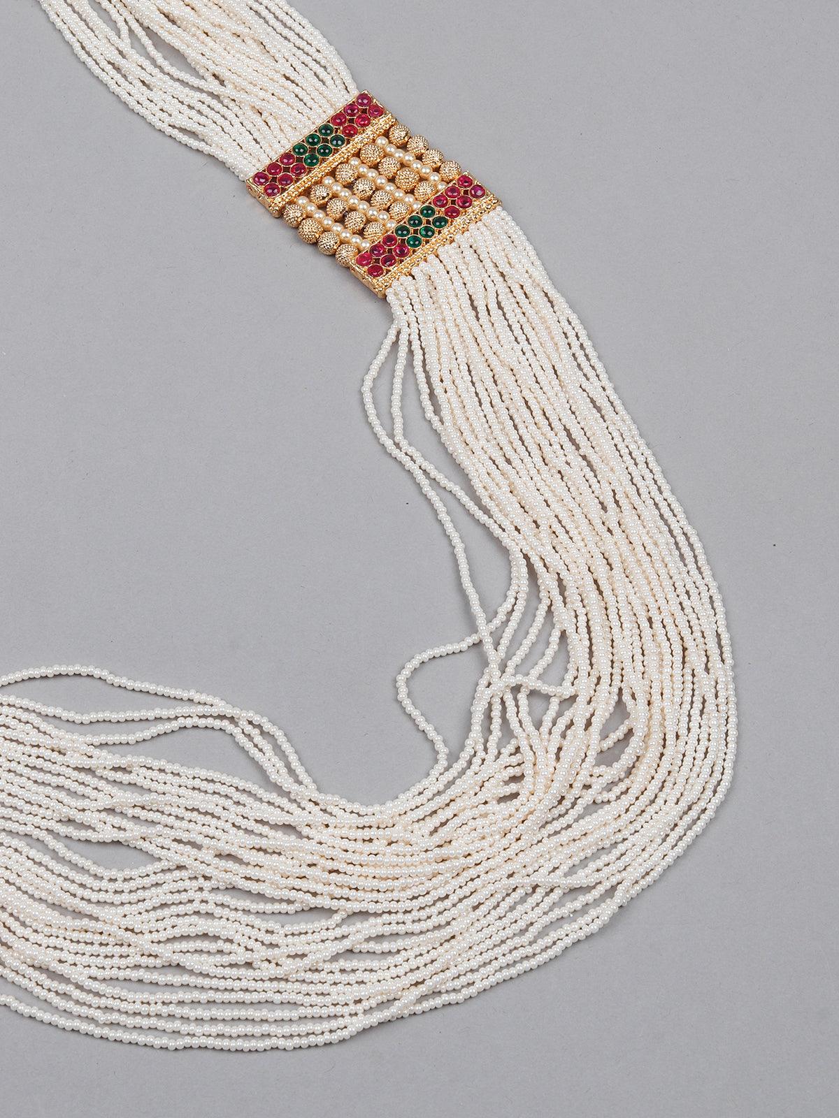 White Pearls With Gold Necklace - Rajwada