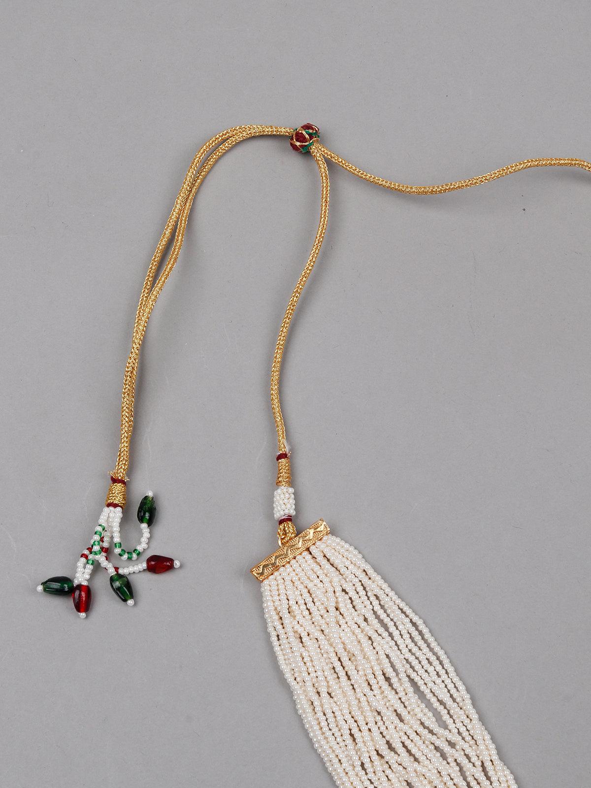 White Pearls With Gold Necklace - Rajwada
