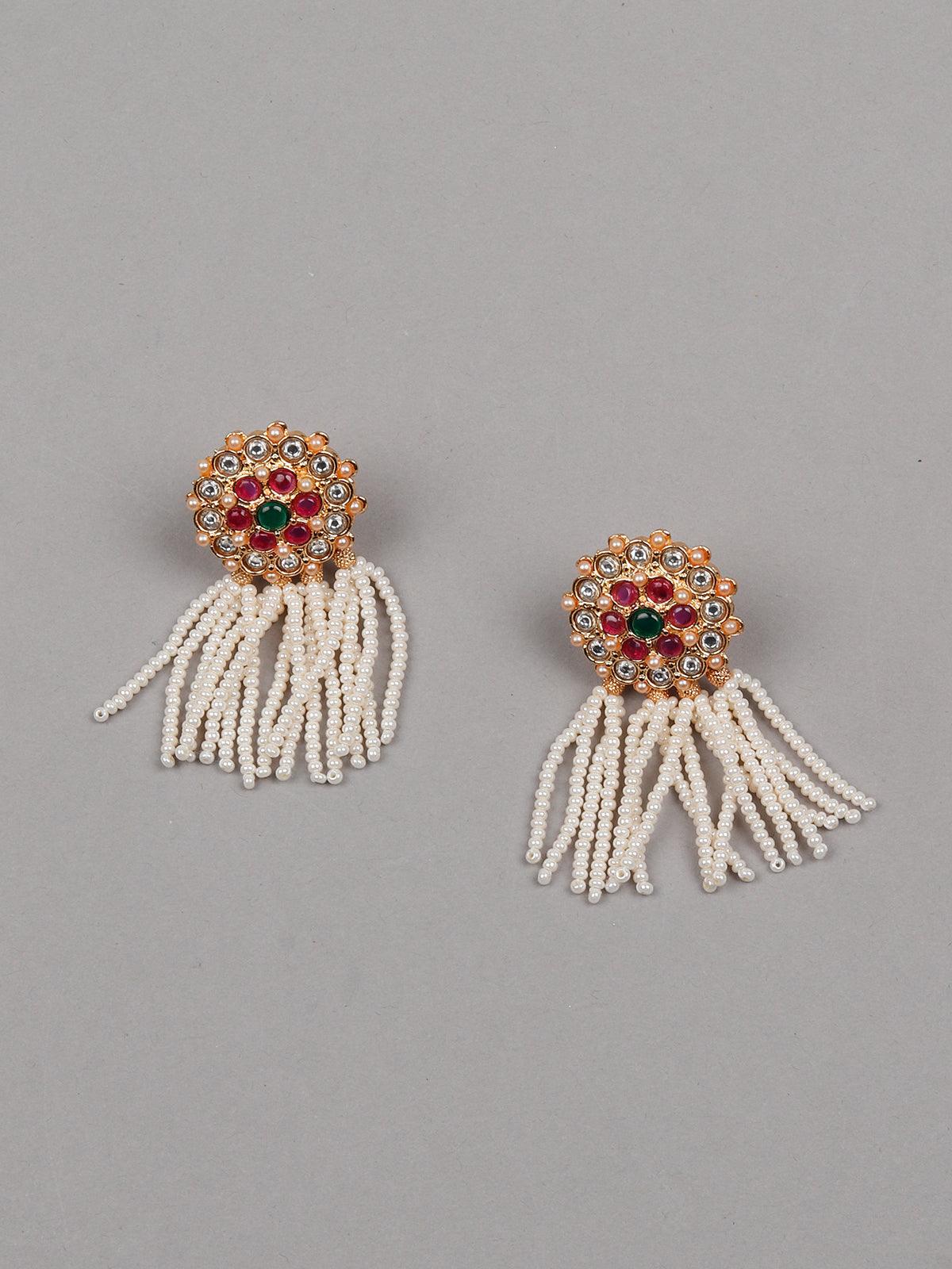 White Pearls With Gold Necklace - Rajwada