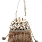 White stunning tassel beaded potli bag - Rajwada