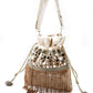 White stunning tassel beaded potli bag - Rajwada