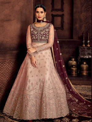 Wine Color Georgette Base Party Wear Sharara Suit - Rajwada