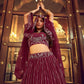 Wine Faux Georgette Designer Lehenga Choli - Rajwada