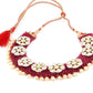 Wine Pink Onyx-Pearl-Kundan Necklace! - Rajwada