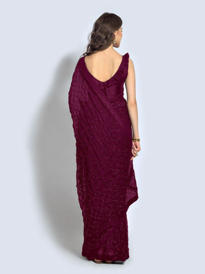 Wine Women's Designer Sequins Saree - Rajwada