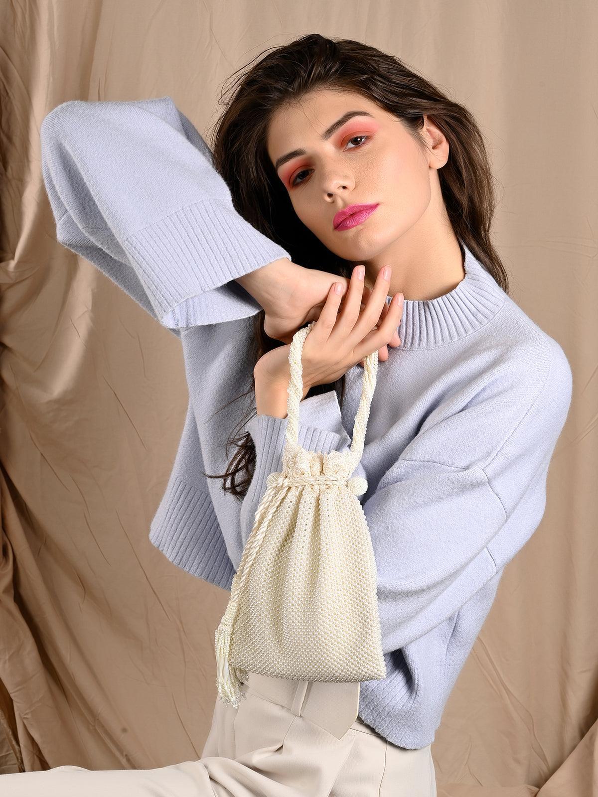 Winsome White Pearly Potli - Rajwada
