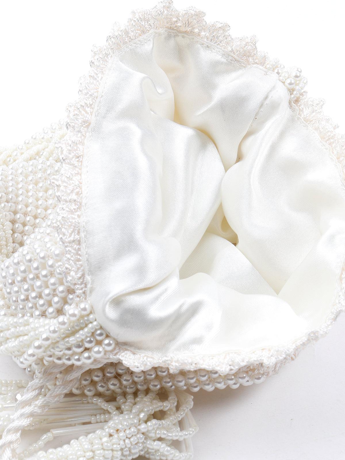Winsome White Pearly Potli - Rajwada