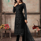 Women's Black Net Semi Stitched Salwar Suit- - Rajwada