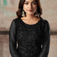 Women's Black Net Semi Stitched Salwar Suit- - Rajwada