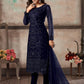 Women's Blue Net Semi Stitched Salwar Suit - Rajwada