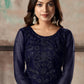 Women's Blue Net Semi Stitched Salwar Suit - Rajwada