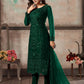 Women's Green Net Semi Stitched Salwar Suit - Rajwada