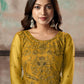 Women's Mustard Net Semi Stitched Salwar Suit - Rajwada