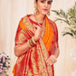 Woven Orange Colored Banarasi Silk Saree - Rajwada