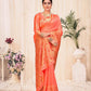 Woven Peach Colored Banarasi Silk Saree - Rajwada
