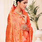 Woven Peach Colored Banarasi Silk Saree - Rajwada