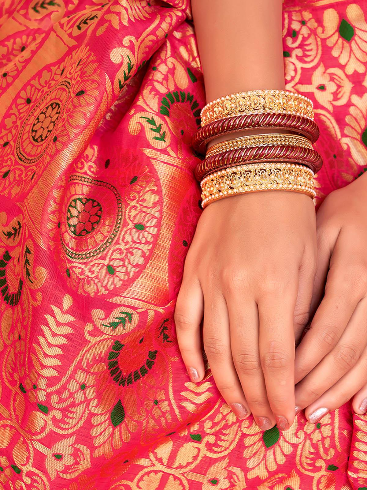 Woven Pink Banarasi Silk Saree - Rajwada