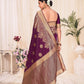 Woven Wine Colored Banarasi Silk Saree - Rajwada