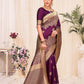 Woven Wine Colored Banarasi Silk Saree - Rajwada