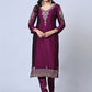 Rajwada Women Purple Embroidered Georgette Semi Stitched Salwar Suit