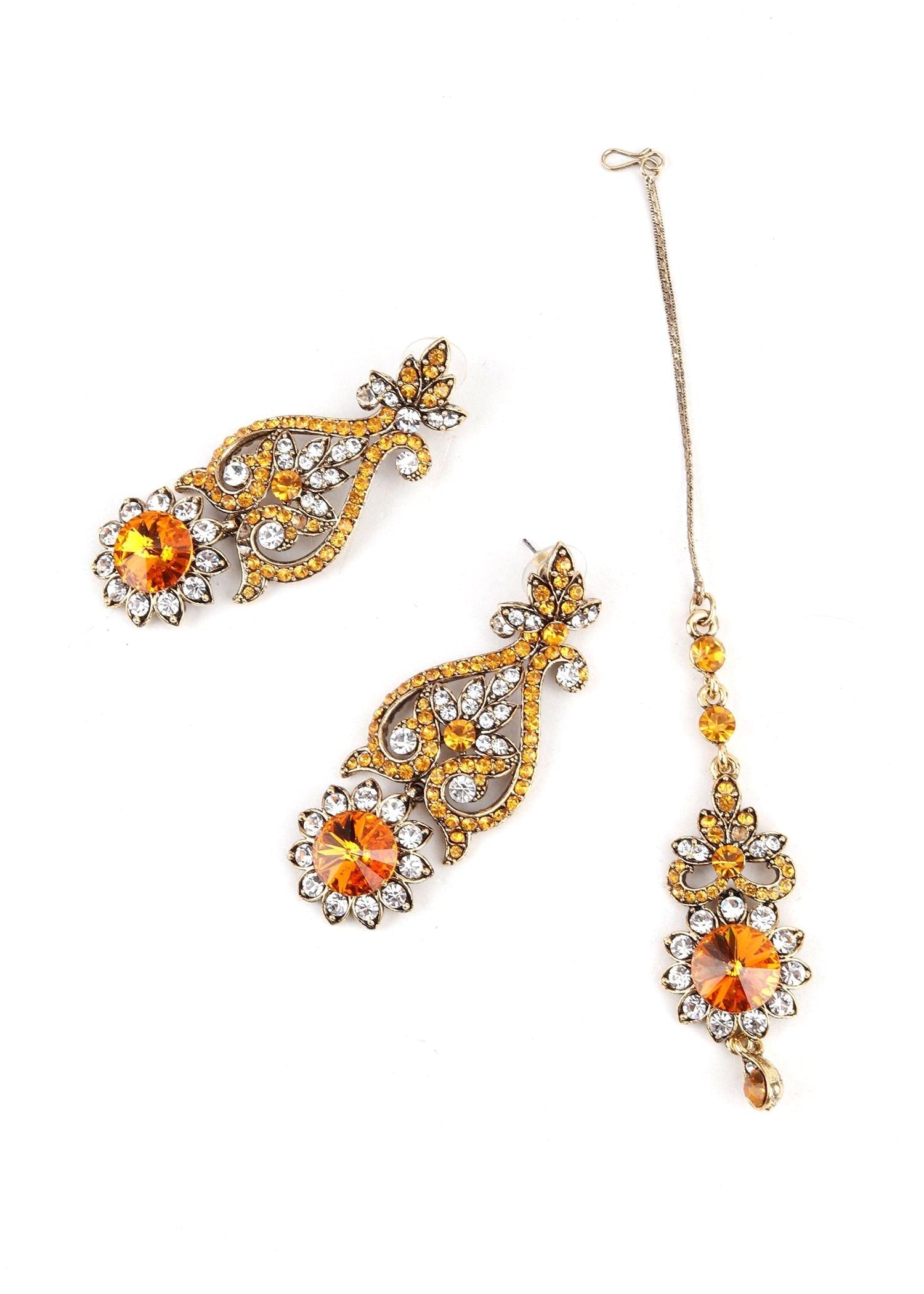 Yellow Crystal Necklace Set - Rajwada